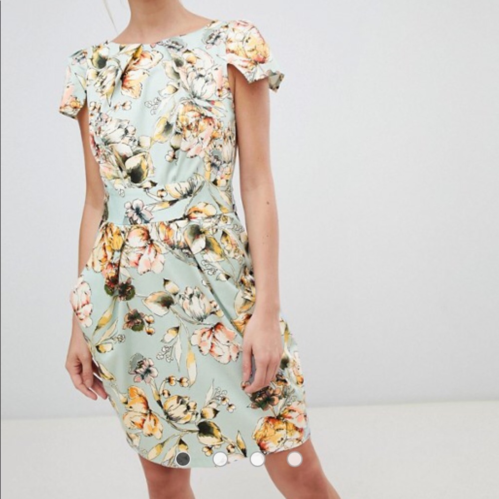 ASOS closet London floral cap sleeve pencil dress